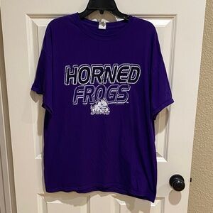 Gildan Purple Horned Frogs Crewneck Tee with White Graphic